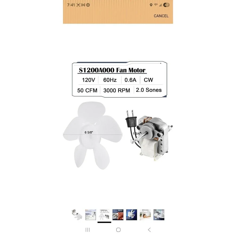 Bathroom Vent Fan Motor Replacement for Broan Nutone 686 687 M686 50CFM